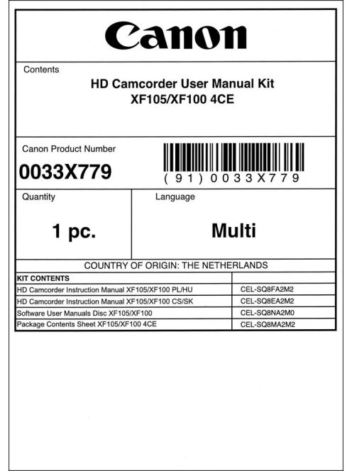 Canon XF100 + XF105 használati útmutató