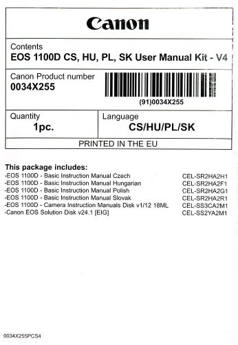 Canon EOS 1100D használati útmutató + szoftver csomag V4