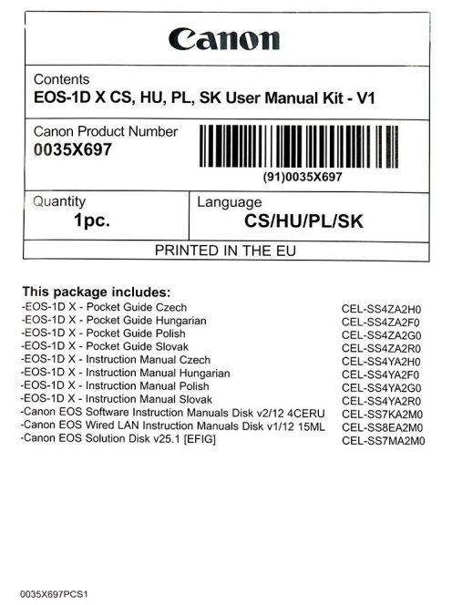 Canon EOS 1D x használati útmutató + szoftver csomag V1