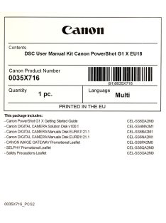   Canon PowerShot G1x használati útmutató + szoftver csomag EU18