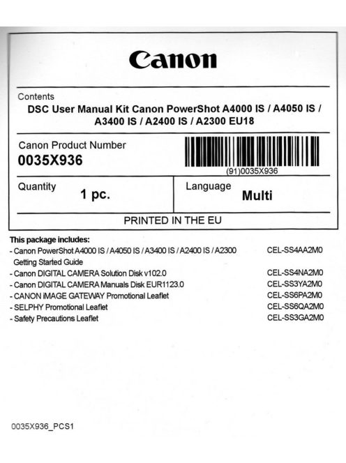 Canon PowerShot A4000is használati útmutató + szoftver csomag EU18