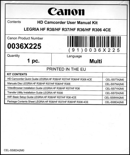 Canon LEGRIA HF R38 + R37 + R36 + R306 használati útmutató 