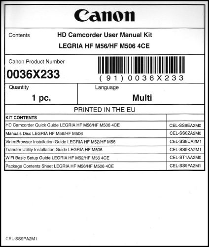 Canon LEGRIA HF M56 + M506 használati útmutató