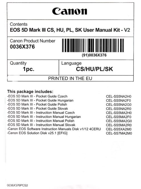 Canon EOS 5D mark III Használati útmutató + Szoftver csomag V2
