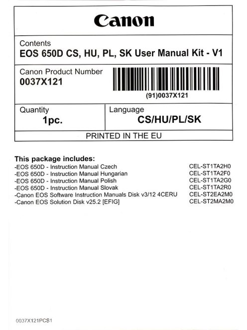Canon EOS 650D használati útmutató + szoftver csomag V1