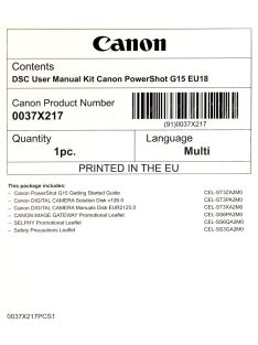   Canon PowerShot G15 használati útmutató + szoftver csomag EU18