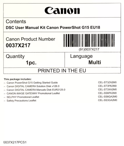 Canon PowerShot G15 használati útmutató + szoftver csomag EU18