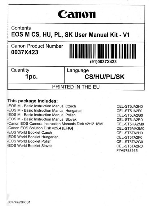 Canon EOS M használati útmutató + szoftver csomag V1
