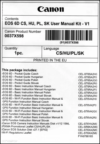 Canon EOS 6D használati útmutató + szoftver csomag V1