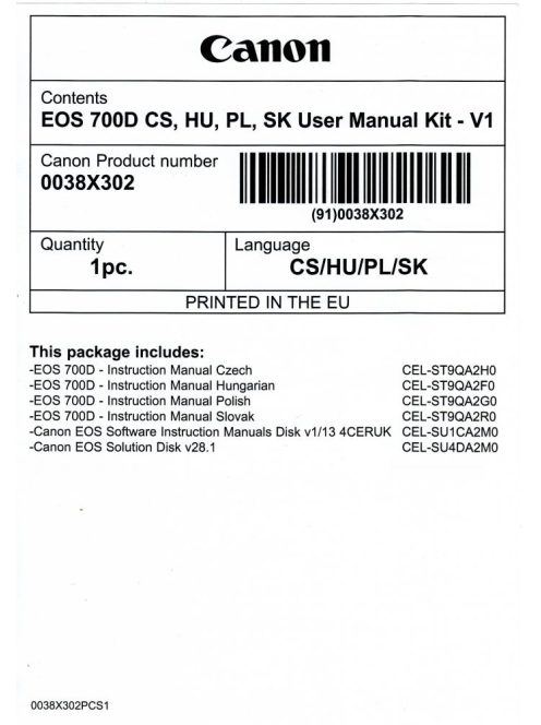 Canon EOS 700D használati útmutató + szoftver csomag V1