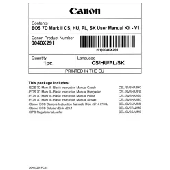   Canon EOS 7D mark II használati útmutató + szoftver csomag V1