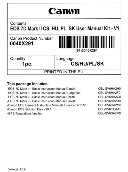 Canon EOS 7D mark II használati útmutató + szoftver csomag V1