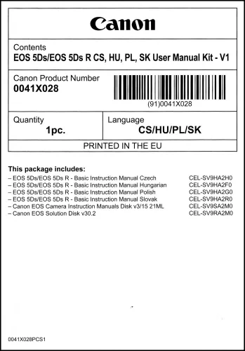 Canon EOS 5Ds + EOS 5Ds R Rövid kezelési kézikönyv