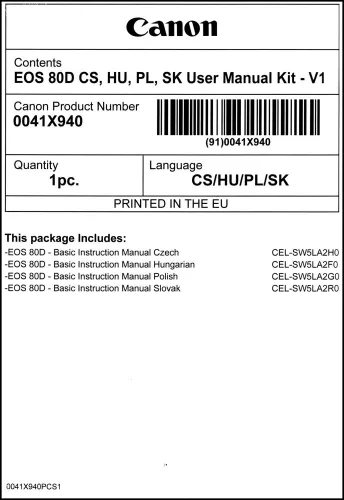 Canon EOS 80D használati útmutató