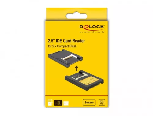 Delock 2.5″ IDE // CF Card (2x) (Type-I & Type-II) kártyaolvasó (91662)