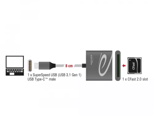 Delock USB Type-C - CFast 2.0 kártyaolvasó