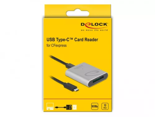 Delock USB Type-C™ kártyaolvasó alumínium keretben CFexpress memória kártyákhoz