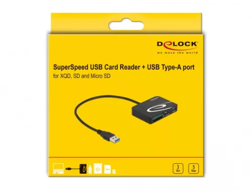 Delock USB 3.0 // XQD / SD / microSD memóriakártyákhoz kártyaolvasó (91756)