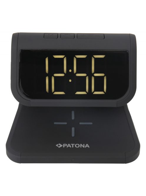 PATONA LCD kijelzős ébresztőóra, vezeték nélküli töltési funkcióval és UV fertőtlenítéssel (9888)