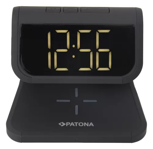 PATONA LCD kijelzős ébresztőóra, vezeték nélküli töltési funkcióval és UV fertőtlenítéssel (9888)