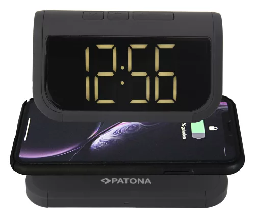 PATONA LCD kijelzős ébresztőóra, vezeték nélküli töltési funkcióval és UV fertőtlenítéssel (9888)