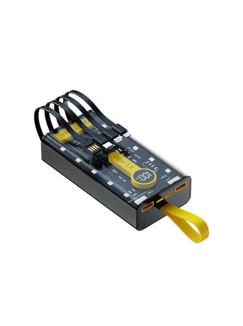 PATONA Powerbank CLEAR 2.0 (20.000mAh) (PD 22,5W) (1x USB-C) (2x USB-A) (4 integrált töltőkábellel) (9970)