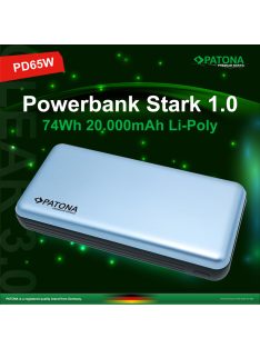   PATONA PREMIUM Powerbank STARK 1.0 (20.000mAh) (PD 65W) (1x USB-C) (1x LIGHTNING) (9991)