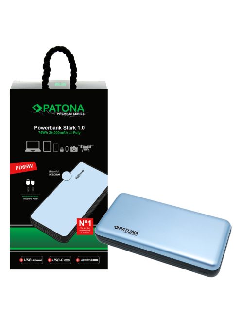 PATONA PREMIUM Powerbank STARK 1.0 (20.000mAh) (PD 65W) (1x USB-C) (1x LIGHTNING) (9991)