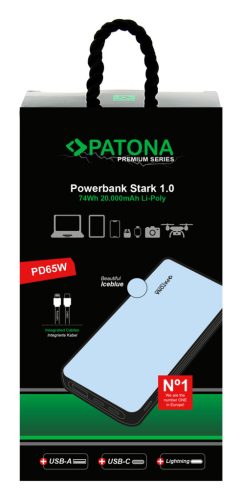 PATONA PREMIUM Power Bank STARK 1.0 (20.000mAh) (PD 65W) (1x USB-C) (1x LIGHTNING) (9991)