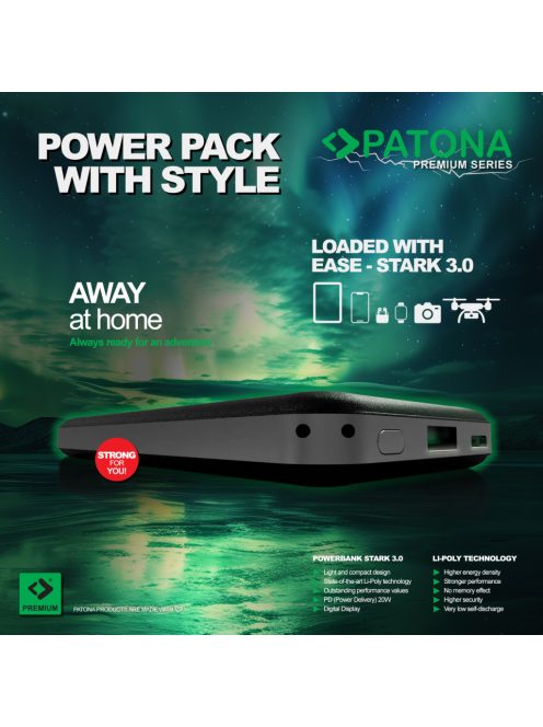 PATONA PREMIUM Powerbank STARK 3.0 (10.000mAh) (PD 20W) (QI) (1x USB-C) (1x USB-A) (9998)