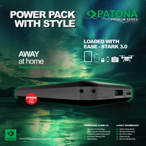 PATONA PREMIUM Powerbank STARK 3.0 (10.000mAh) (PD 20W) (QI) (1x USB-C) (1x USB-A) (9998)