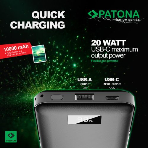 PATONA PREMIUM Powerbank STARK 3.0 (10.000mAh) (PD 20W) (QI) (1x USB-C) (1x USB-A) (9998)