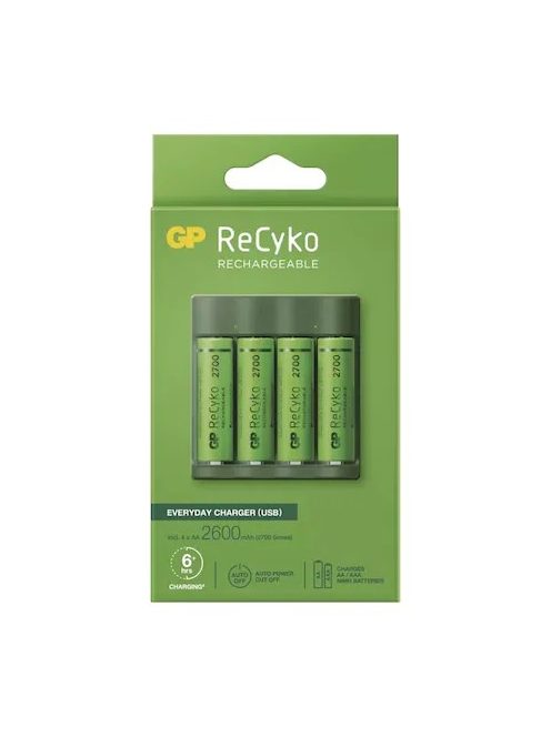GP ReCyko B421 USB-s akkumulátor töltő + 4db AA akkumulátor (2700mA)