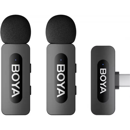 Boya BY-V20 vezeték nélküli mikrofon USB-C csatlakozóval (2TX + 1RX)