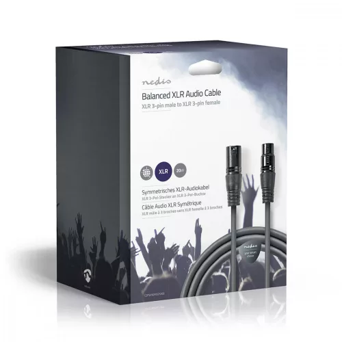 Nedis XLR apa - XLR anya kábel (3 pol) (20m) (COTG15010GY200)