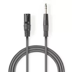   Nedis XLR apa - 6.3mm Jack apa - kábel (3 pol) (5m) (COTH15100GY50)