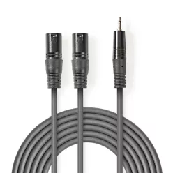   Nedis 2x XLR apa - 3.5mm Jack apa - kábel (3 pol) (3m) (COTH15310GY30)