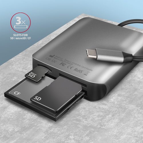 AXAGON CRE-S3C kártyaolvasó (USB-C)