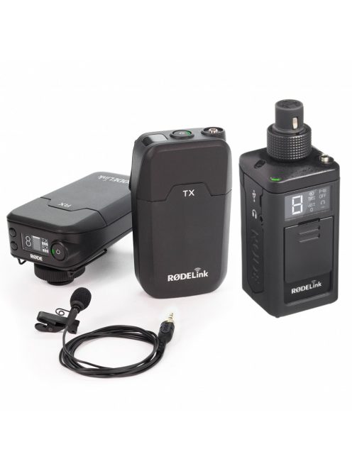 RODE Filmmaker Kit mikrofon készlet vevővel, adóval, csíptetős mikrofonnal és plug-on adóval