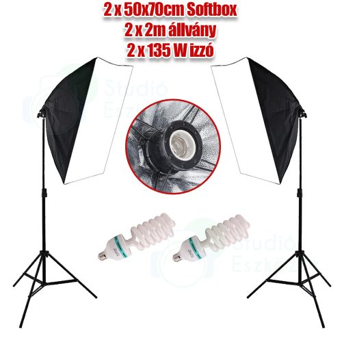 JACKAL Softbox szett 2x135W, 2x2m állvánnyal