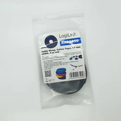 LogiLink vágható tépőzáras kábelkötegelő (4m x 16mm) (fekete/black) (KAB0050)