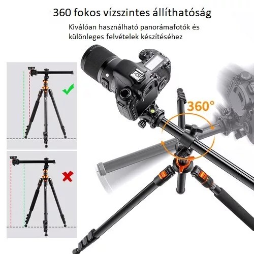 K&F CONCEPT KF09.087V4 ÁLLVÁNY + MONOPOD, ELFORGATHATÓ KÖZÉPOSZLOPPAL (KF09.087V4)