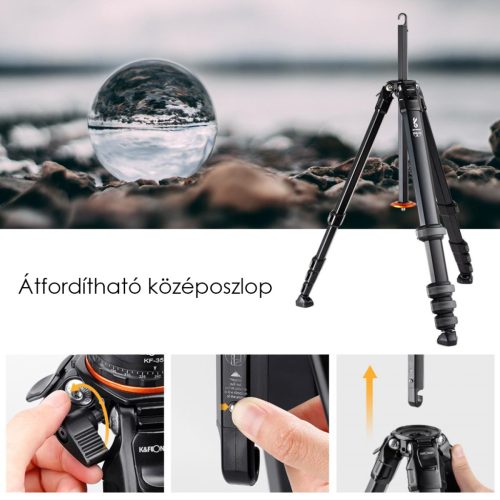 K&F CONCEPT TRAVELLER M1 (V1) állvány (aluminium) + BH-35L gömbfej (KF09.105V1)