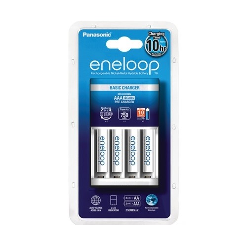 Panasonic Eneloop 2/4db - AA/AAA akkumulátor töltő + 4db AAA Eneloop akkumulátor (KKJ51MCC04E)