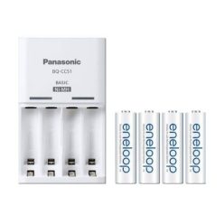   Panasonic Eneloop 2/4db - AA/AAA akkumulátor töltő + 4db AA Eneloop akkumulátor (KKJ51MCC40E)
