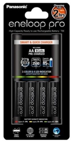 Panasonic Eneloop Pro 1/2/3/4db - AA/AAA akkumulátor gyors töltő + 4db AA Eneloop Pro akkumulátor (KKJ55HCD40E)