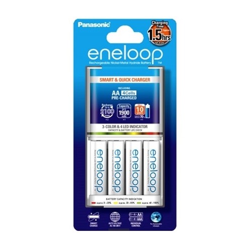 Panasonic Eneloop 1/2/3/4db - AA/AAA akkumulátor gyors töltő + 4db AA Eneloop akkumulátor (KKJ55MCC40E)
