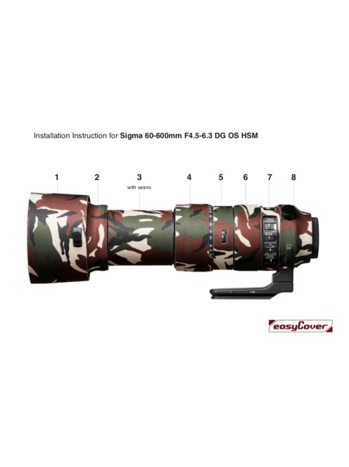 easyCover Sigma 60-600mm / 4.5-6.3 DG DN OS - Sport objektív védő (green camouflage) (LOSG60600SNGC)