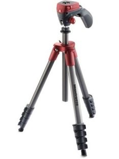   Manfrotto Compact Action aluminium tripod with hybrid head, red (MKCOMPACTACN-RD)