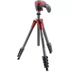   Manfrotto Compact Action aluminium tripod with hybrid head, red (MKCOMPACTACN-RD)